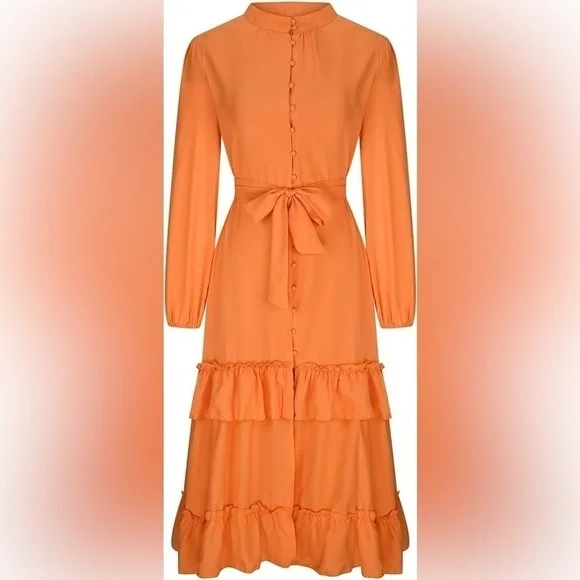 Women's Layered Ruffle Maxi Dress - Picture 2 of 13